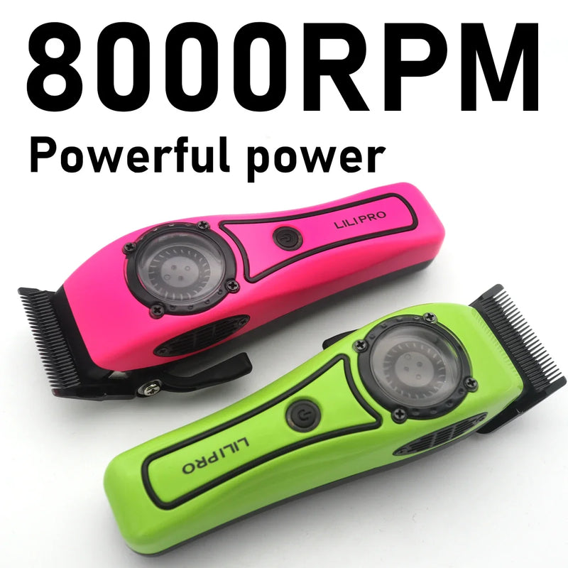 Professional LILIPRO L61 Men’s Hair Clipper with 8000RPM motor, DLC steel blades & 180min battery. Cordless, USB rechargeable, with cooling fan.
