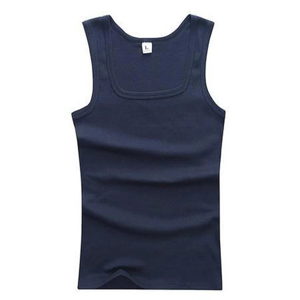Men's Pure Cotton Tight Vest Casual Sports Tank Tops Middle-aged Sleeveless Basic Tops Quick Drying Bodybuilding Vest