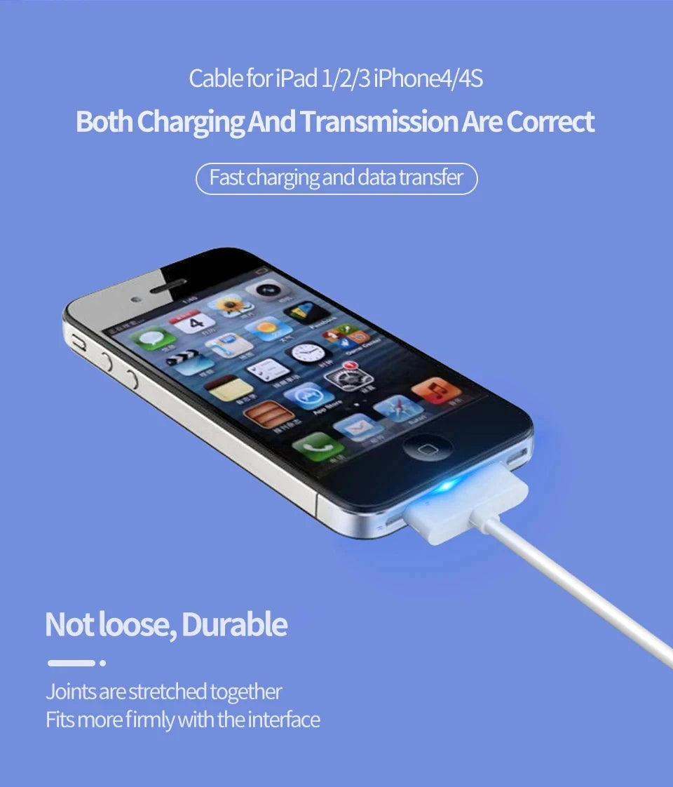 30 Pin USB Cable Charge Fast Charging for iPhone 4S 4 3GS 3G iPad 1 2 3 iPod Nano itouch 30 Pin Charger Adapter Data Sync Cord
