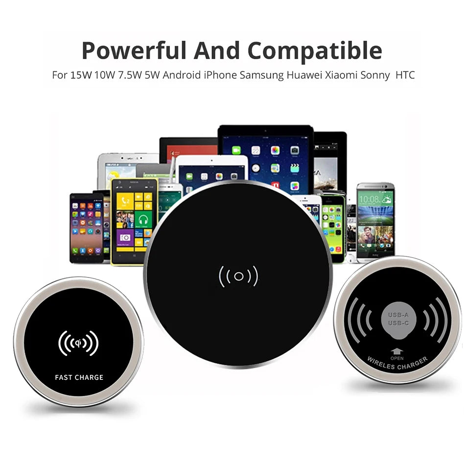Desk Embeded Wireless Charger 15W Phone Charger 3.0 For xiaomi mi 11 10s Wireless Charging Pad For iphone 12 pro max x plus