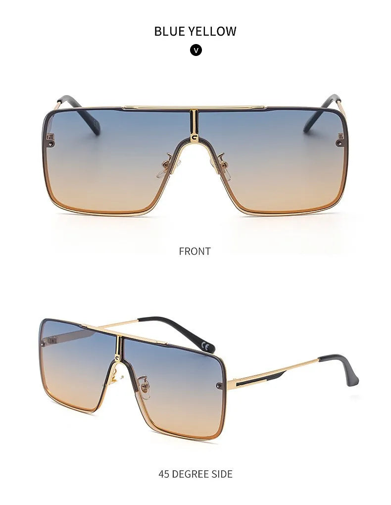 Fashion Oversized Square Sunglasses For Men Big Frame 2026 Luxury Brand Design Metal Frame Sun Glasses Man Retro Shades Eyewear
