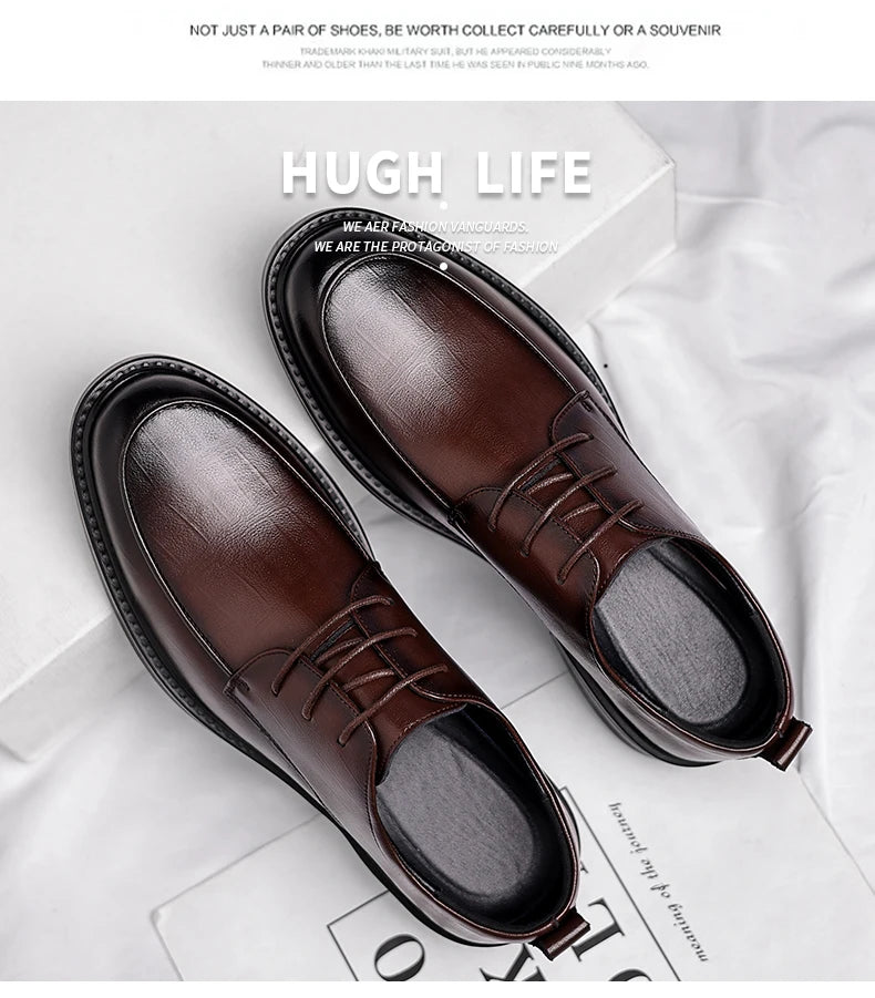 Spring/Summer Men 37-45 Men's Flat/6CM Heightening Elevator Shoes Business Formal Leather Shoes Man British Casual Wedding Suit