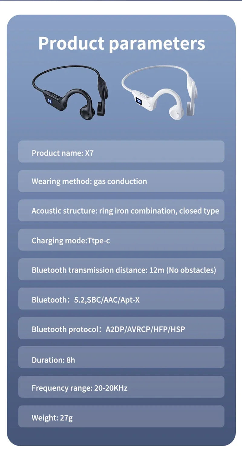 Wireless Bone Conduction Headphones Bluetooth Sport Earphone with Mic Hand-free Noise-Cancelling for Swimming And Outdoor Activities