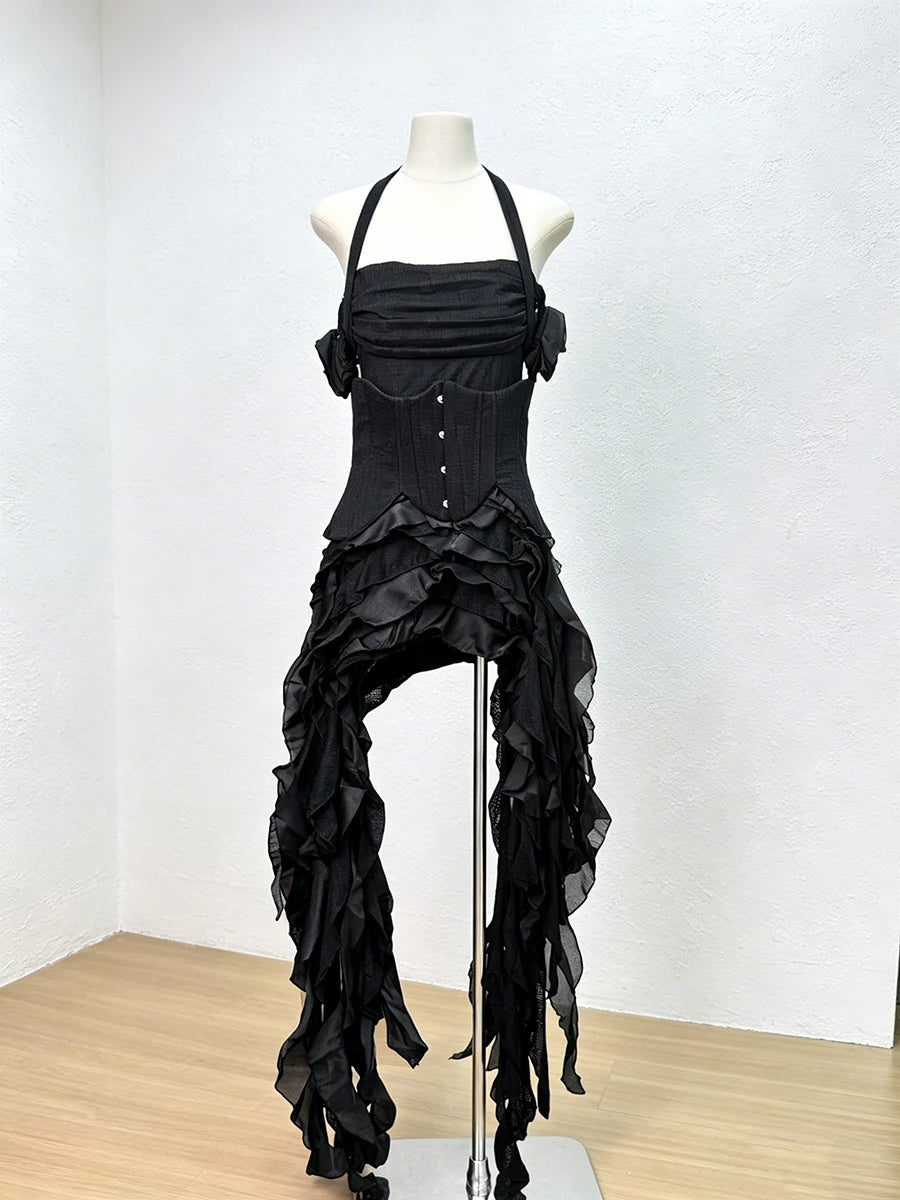 Two Piece Sets for Women Halter Off The Shoulder High Waist Mini Dress High Waist Shorts Slim Set Female