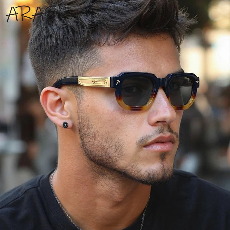 Men's Luxury Square Sunglasses UV400 Driving Eyewear Classic Casual Fashion Shades for Adults Alloy Frame