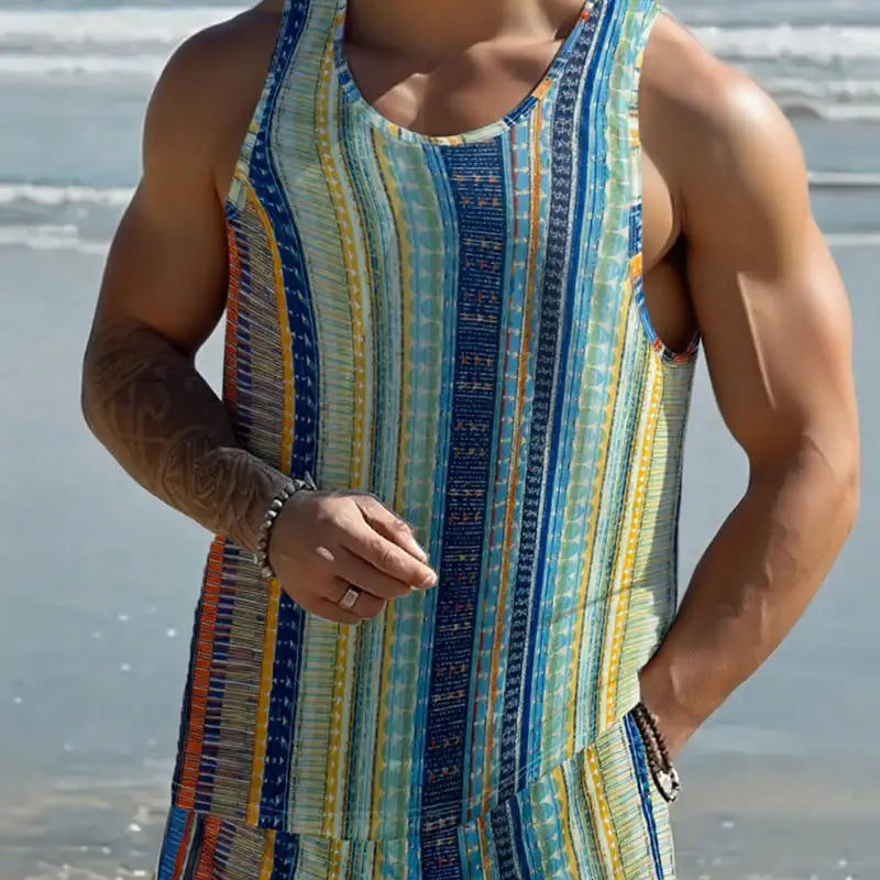 Men’s Sleeveless Printed Summer Tank Top