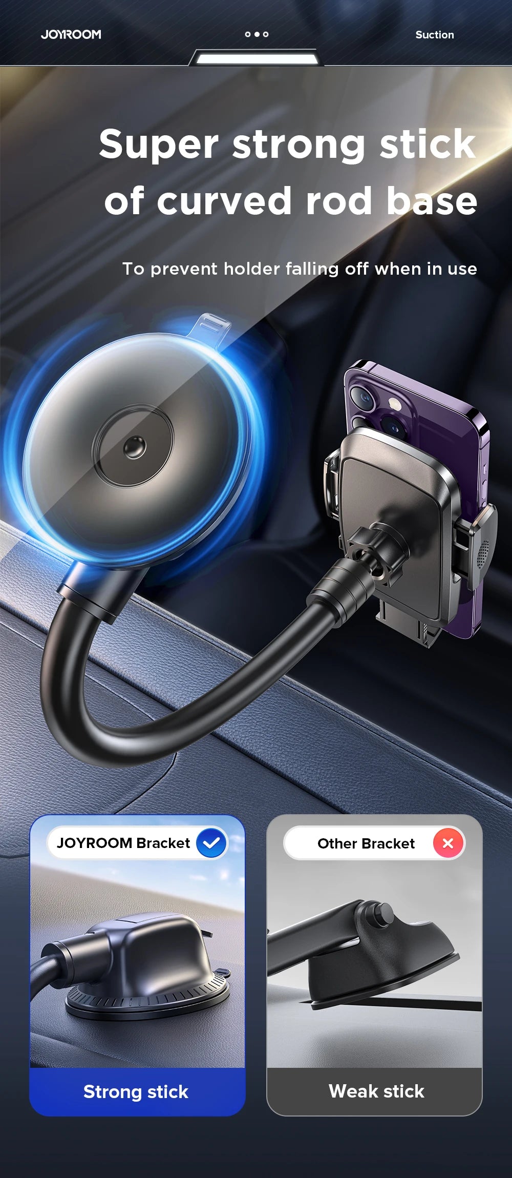 Car Phone Holder Mount 360° Widest View Universal Handsfree Auto Air Vent Flexible Long Arm Phone Mount