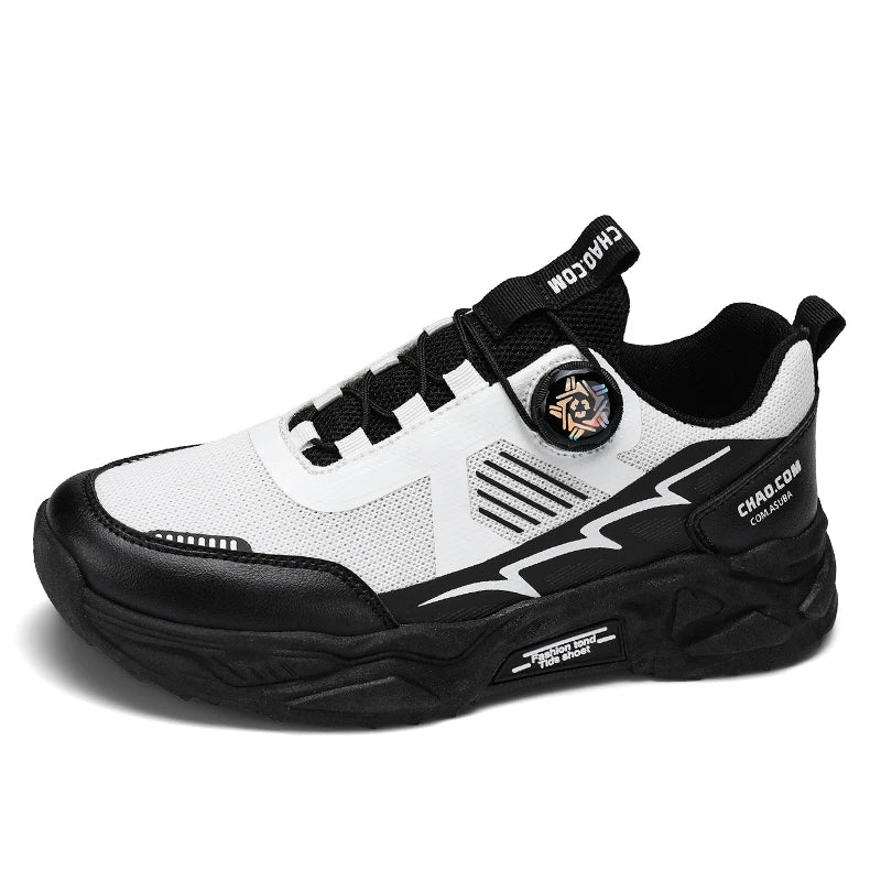 Men's Korean breathable casual sports shoes four season new soft soled Rotating shoelaces outdoor running shoes student sneakers