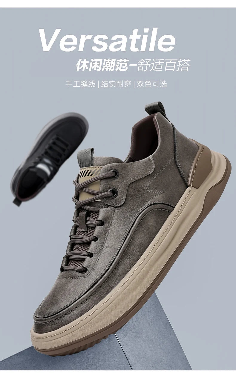 Sport Shoes Genuine Leather Men's Shoes  Brand Casual Shoes Lace up Mens Sneakers Italian Breathable Tenis  Skateboard Shoe