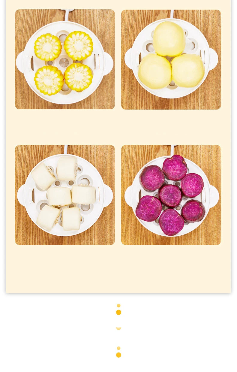 Smart White Egg Cooker Electric Multifunctional Mini Boiler Steamer Poacher for Kitchen Use - Plastic Housing 250W Power