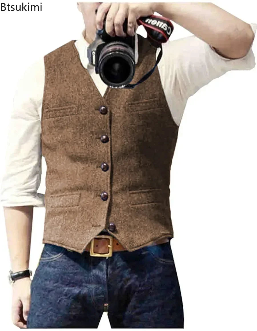 Men’s Formal Slim Fit Vest with Button Closure