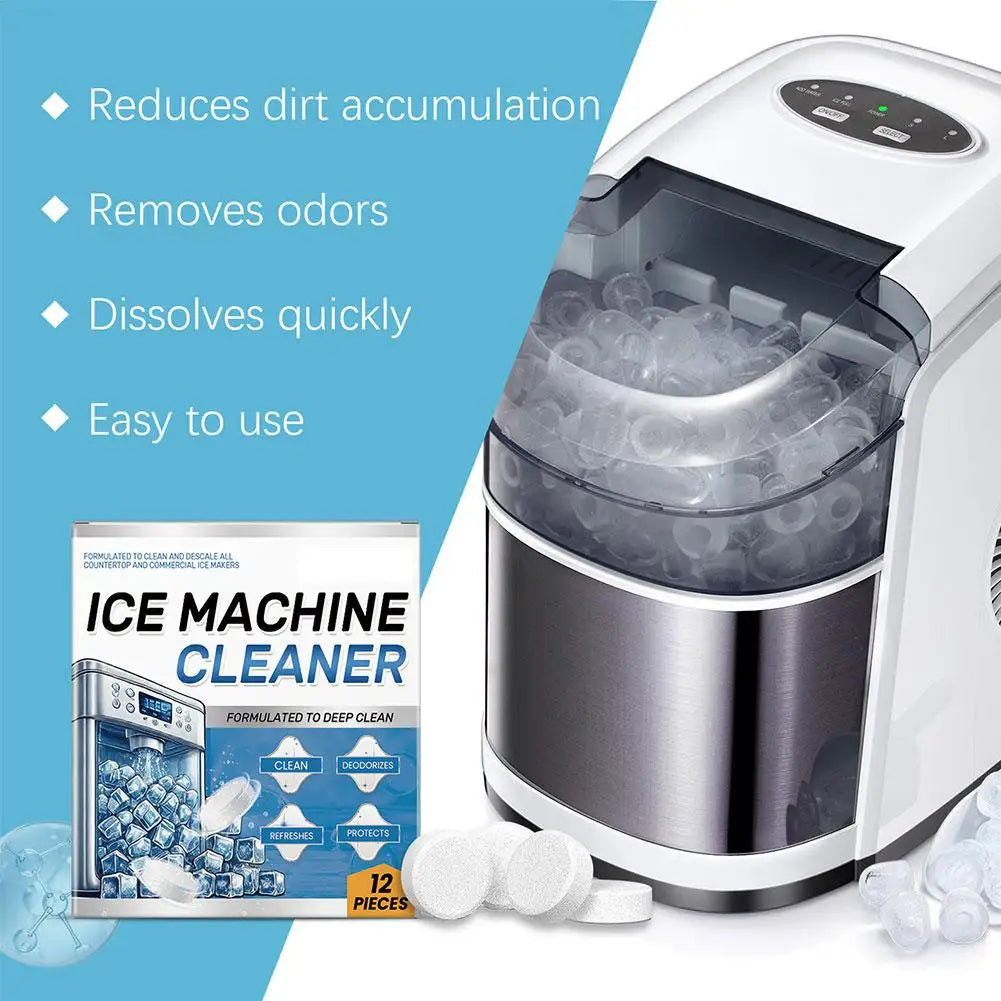 12pcs Ice Machine Cleaning Tablets Home Appliance Care Descaling Deodorizing Prolonging Ice Maker Lifespan Household Tool
