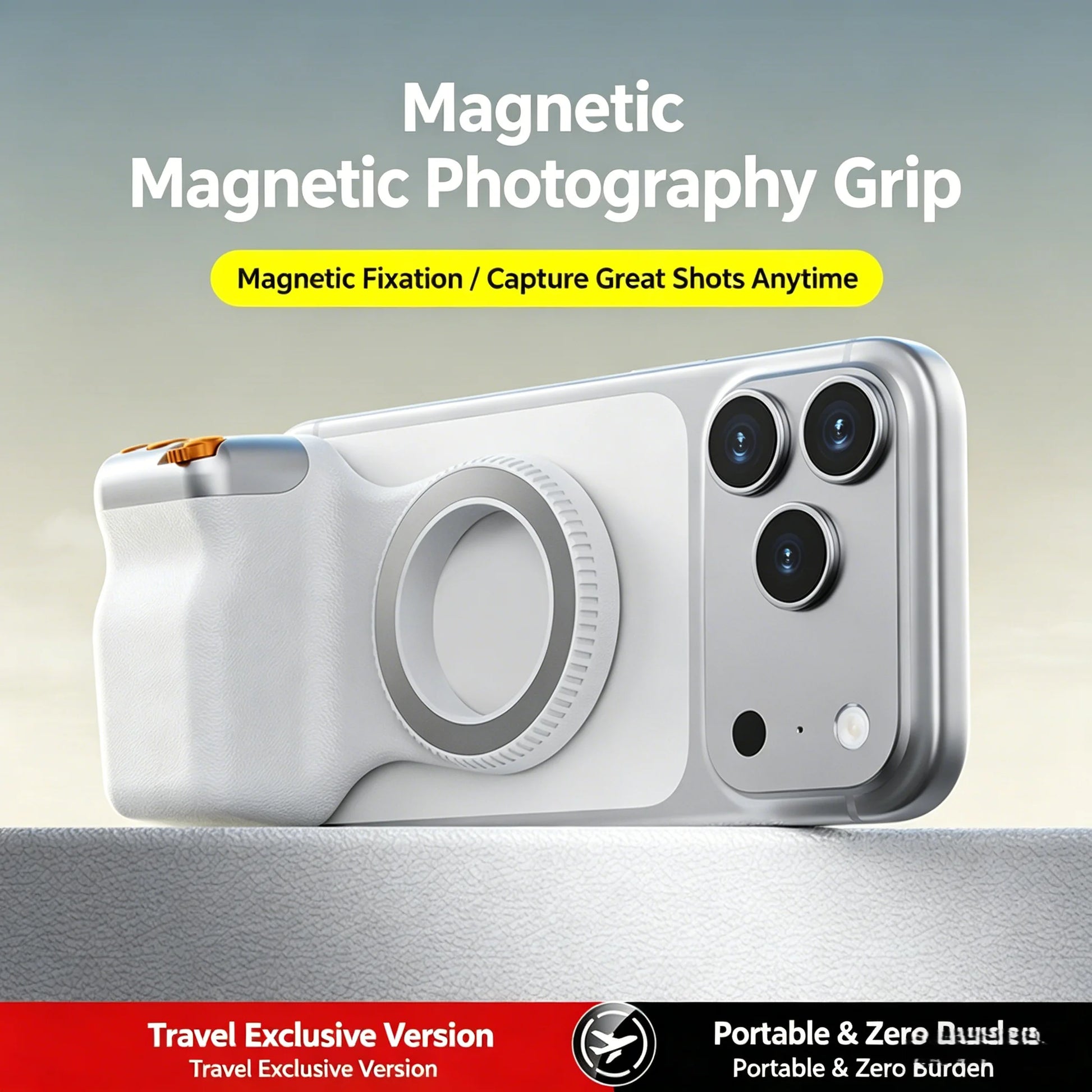 New Magnetic Camera Grip, Bluetooth Zoom Remote, Anti-Shake Handheld Stabilizer for Smartphone Photography