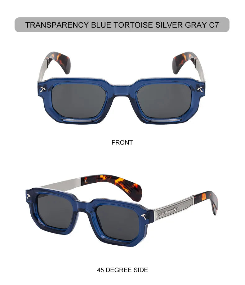 Men's Luxury Square Sunglasses UV400 Driving Eyewear Classic Casual Fashion Shades for Adults Alloy Frame