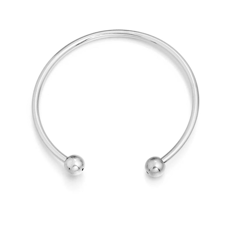 Unisex Silver-Plated Round Cuff Bracelet – Trendy Adjustable Design