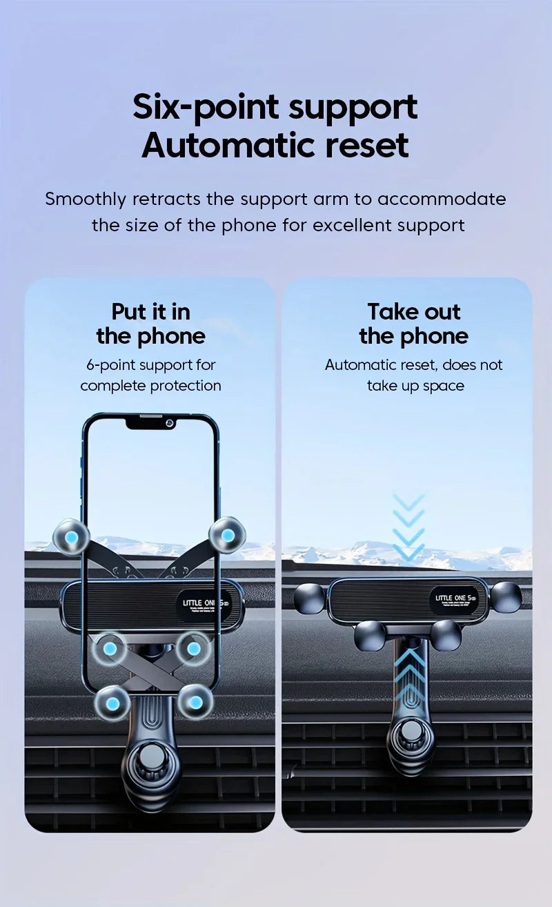 New Gravity Car Phone Holder - Strong Air Vent Clip Mount Adjustable Mobile Cell Stand for Hands-Free Driving