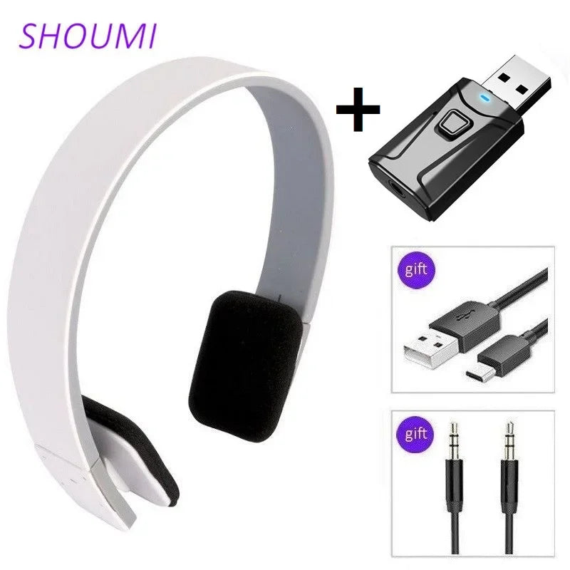 HD Noise Cancelling Sport Headphones Wireless Bluetooth Earphones with USB TV Adaptor HiFi Deep Bass Sound And Auto Pairing