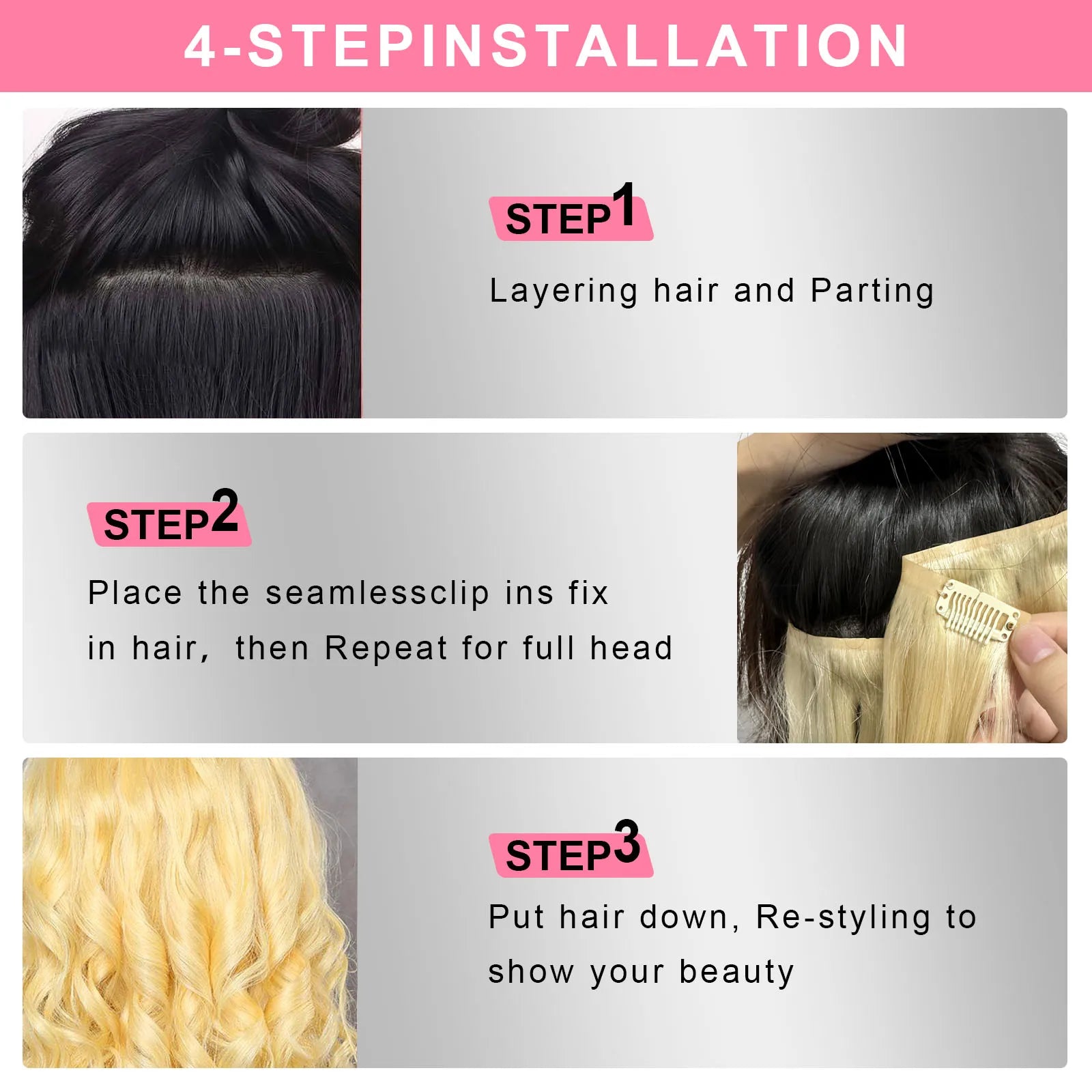 16 18 Inch Clip In Hair Extensions Real Human Hair Colored 613 Honey Blonde Clip Ins With Bangs Double Weft Invisible Hair Extension On Sale
