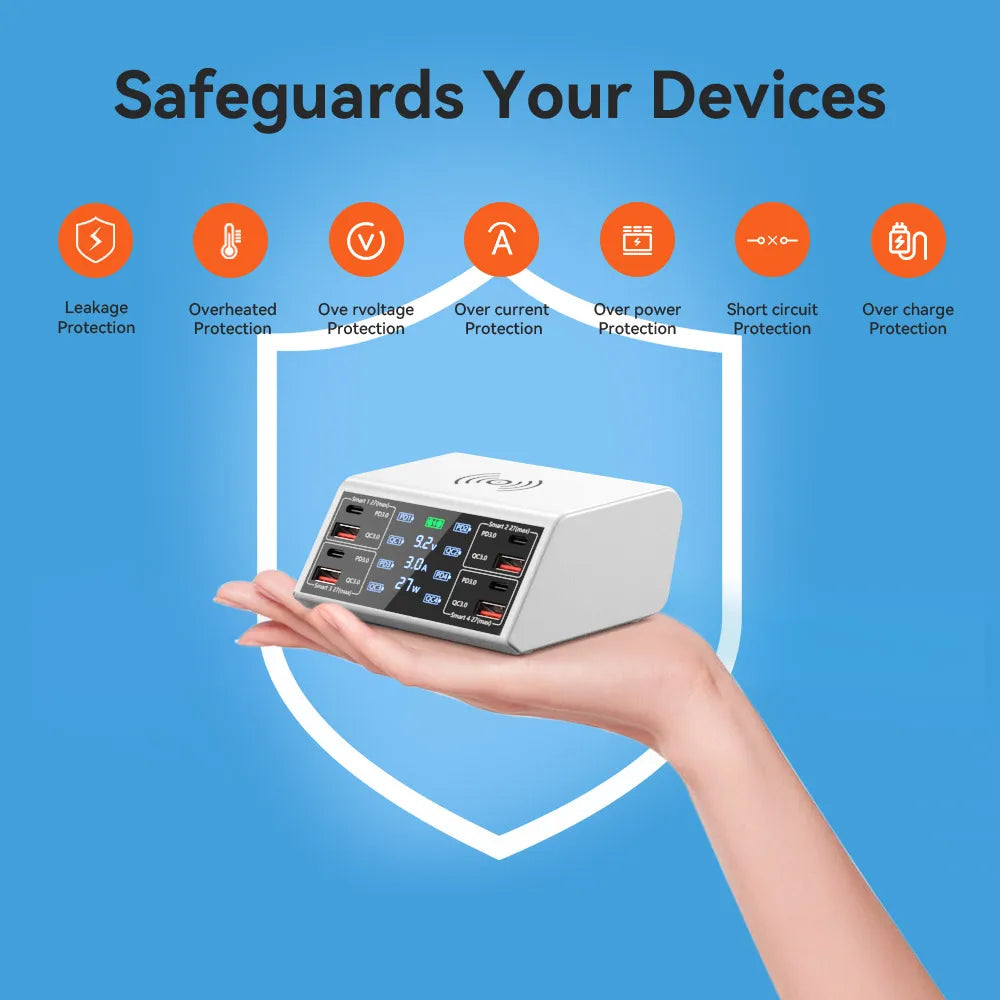 100W QC 3.0 USB Charger Wireless Charger Quick Charge PD USB C Charger Phone Accessories Fast Charger For iPhone 12 13 Xiaomi