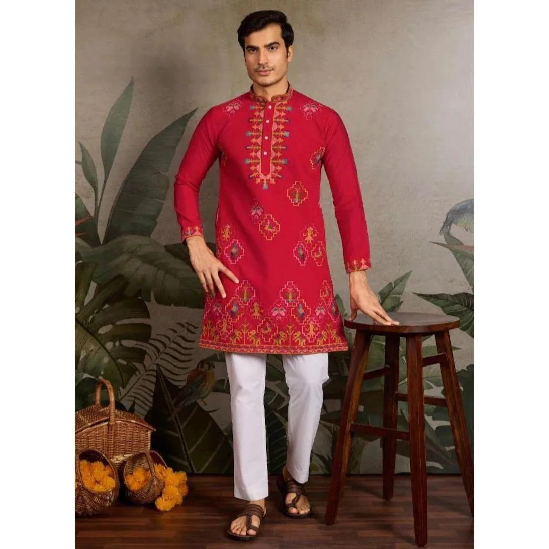 Men’s Kurta Caftan Robe – Long Sleeve Ethnic Traditional Wear