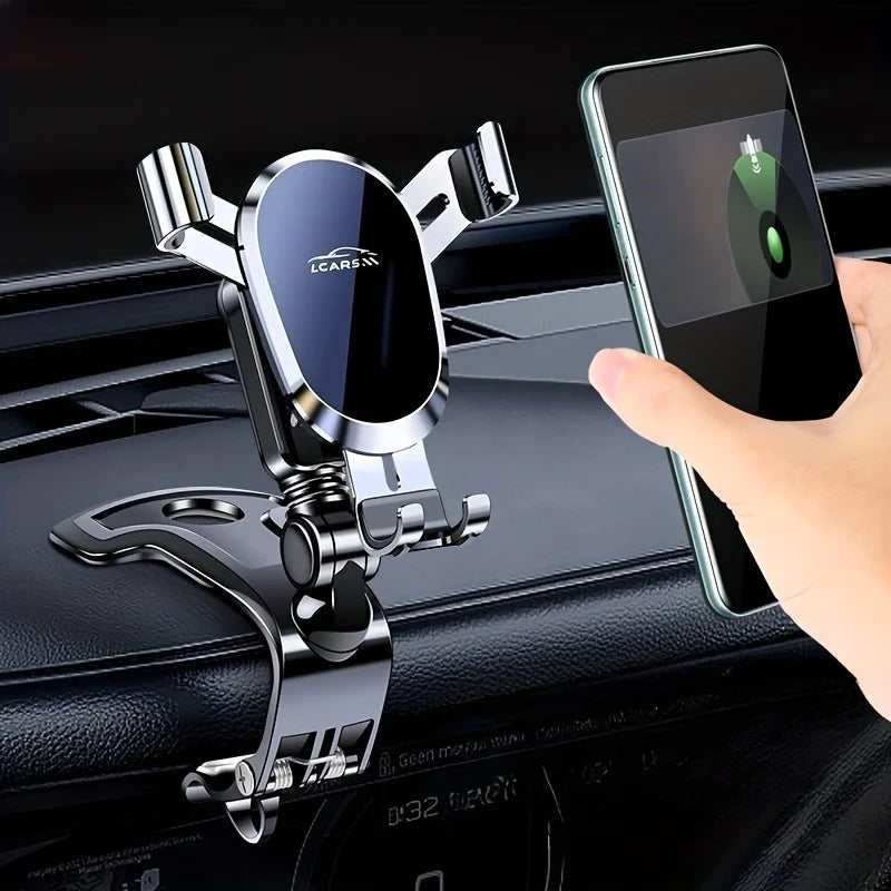 Multifunctional Car Mount Phone Holder - Silver Dashboard Stand for Mobile Navigation Anti-Shake Support Universal Desktop Bracket