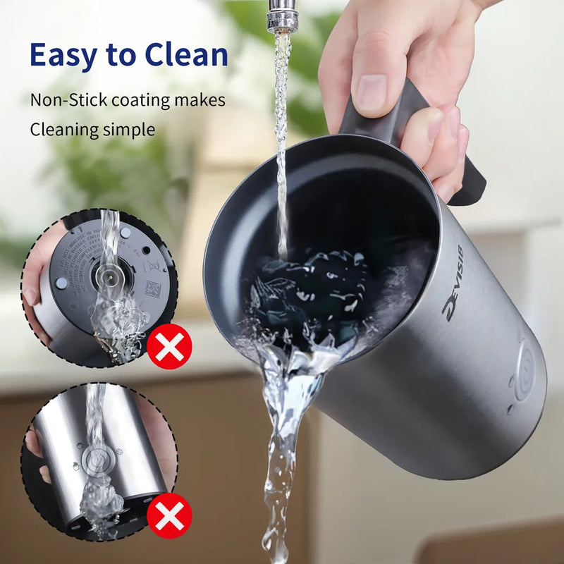 Electric Milk Frother & Steamer – Hot & Cold Foam Maker for Coffee, Latte & Cappuccino, 4-in-1 Stainless Steel Frother”
