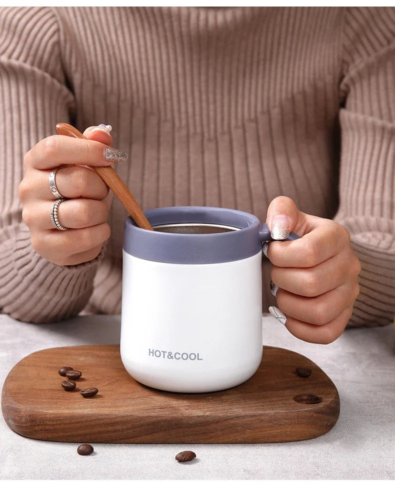 Portable Thermal Water Bottle 350ml Thermos Mug 304 Stainless Steel Coffee Cup with Handle Leak-Proof Vacuum Flask Insulated Cup