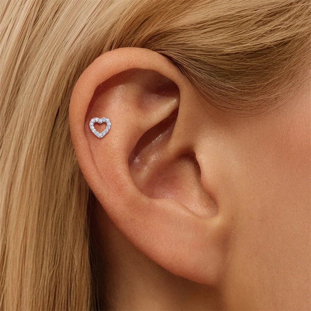 CANNER 1PC Flower Moissanite 925 Sterling Silver Piercing Ear Stud For Women Love Eight-pointed star Stud Earrings Fine Jewelry