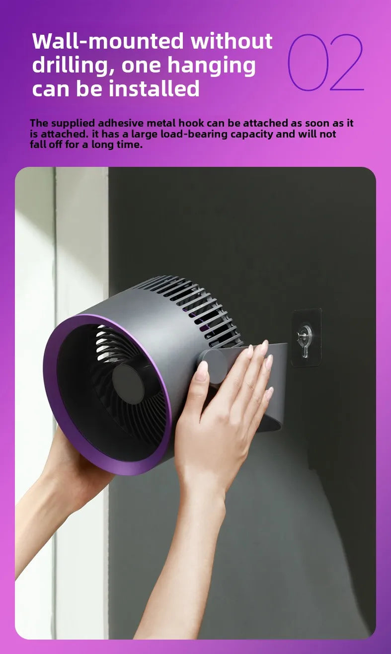 Portable Rechargeable Electric Fan Circulator – Quiet Wireless Desktop Cooling Fan for Home & Office