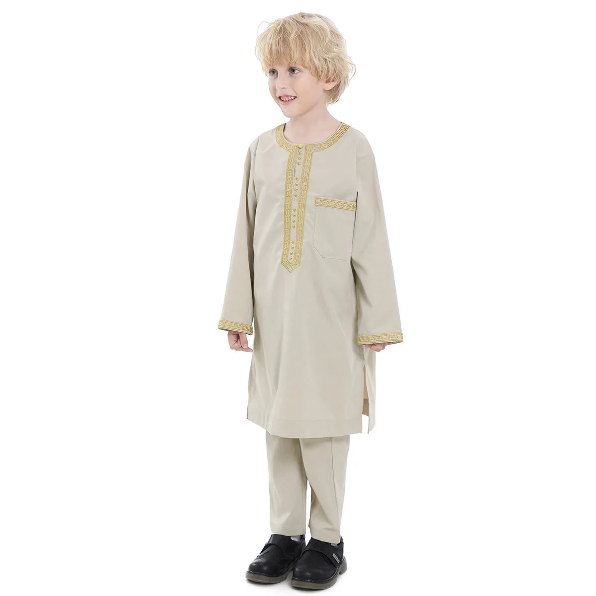 Boys Islamic Thobe – Kids Long Sleeve Traditional Robe