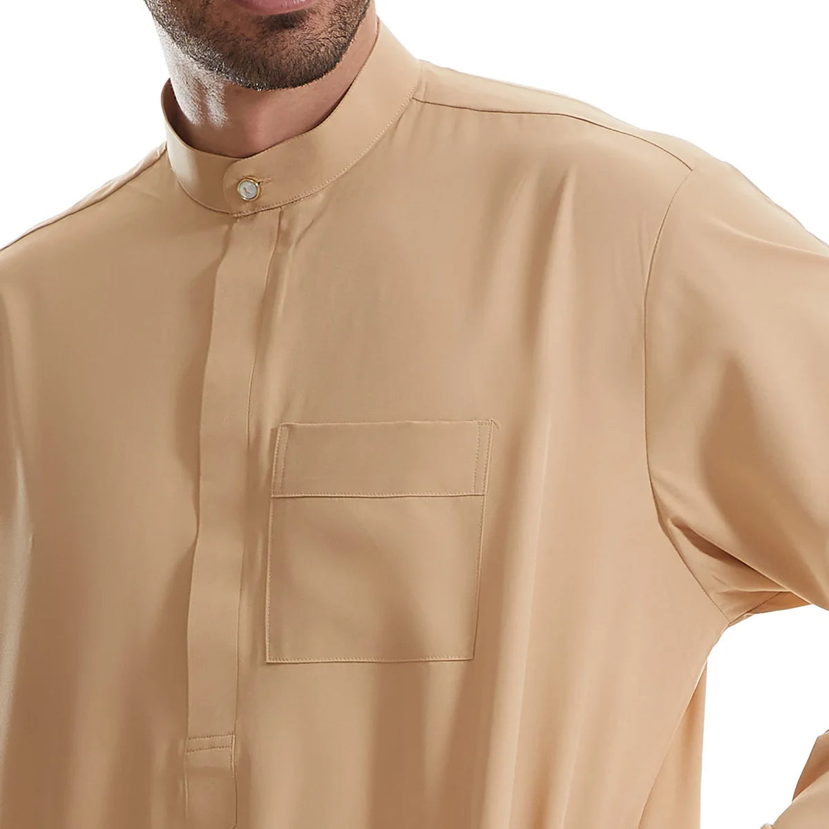 Men’s Muslim Abaya Kaftan Thobe – Long Sleeve Pullover Robe