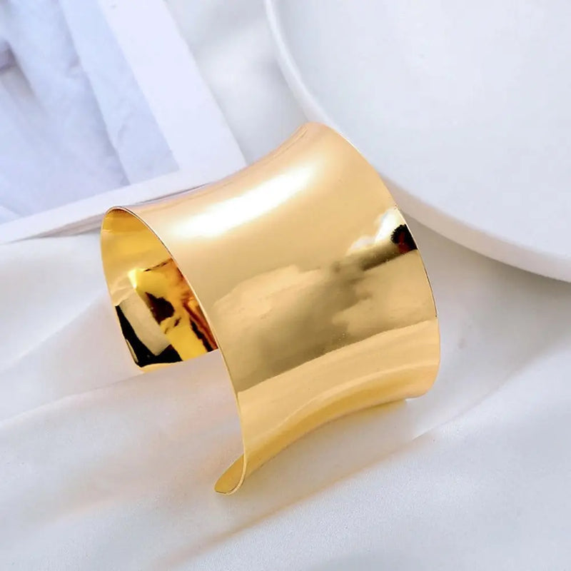 Unisex Wide Open Cuff Bracelet – Gold & Silver Tone Adjustable Metal