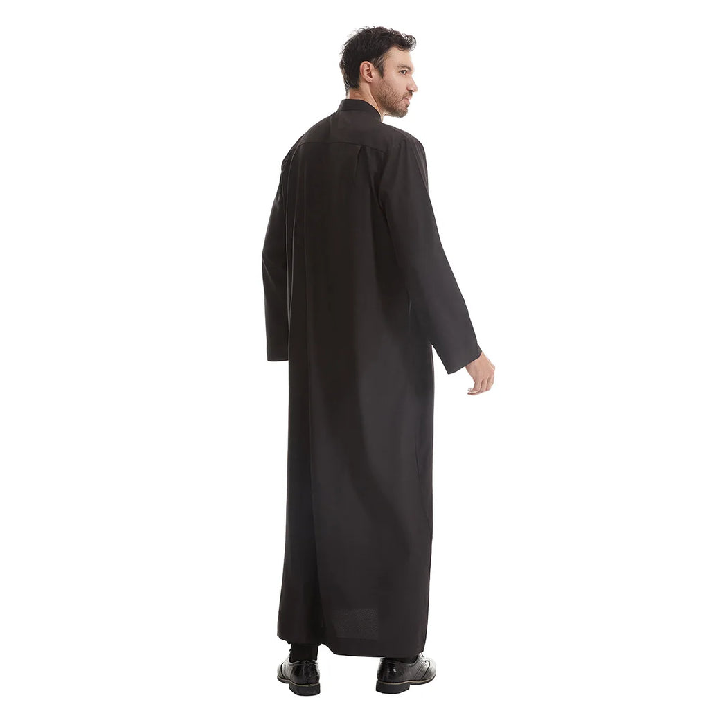 Men’s Muslim Abaya Kaftan Thobe – Long Sleeve Pullover Robe