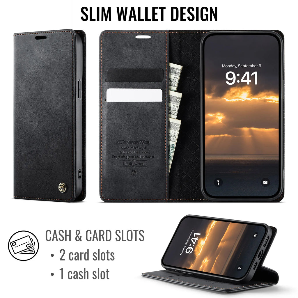 Case For iPhone 17e 16e 2026 2025 Wallet Case PU Magnetic Folio Cover With Card Holder Kickstand TPU Protective Phone Case