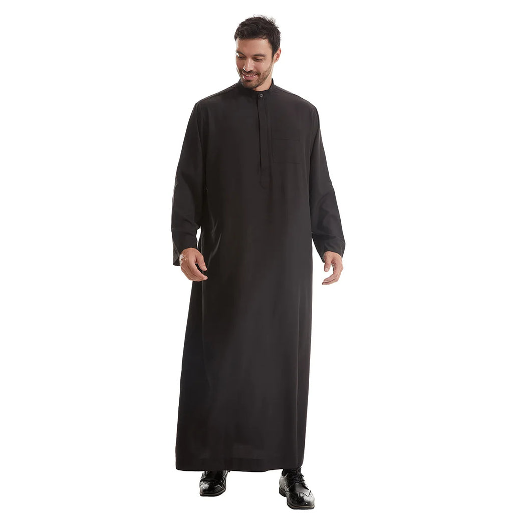 Men’s Muslim Abaya Kaftan Thobe – Long Sleeve Pullover Robe