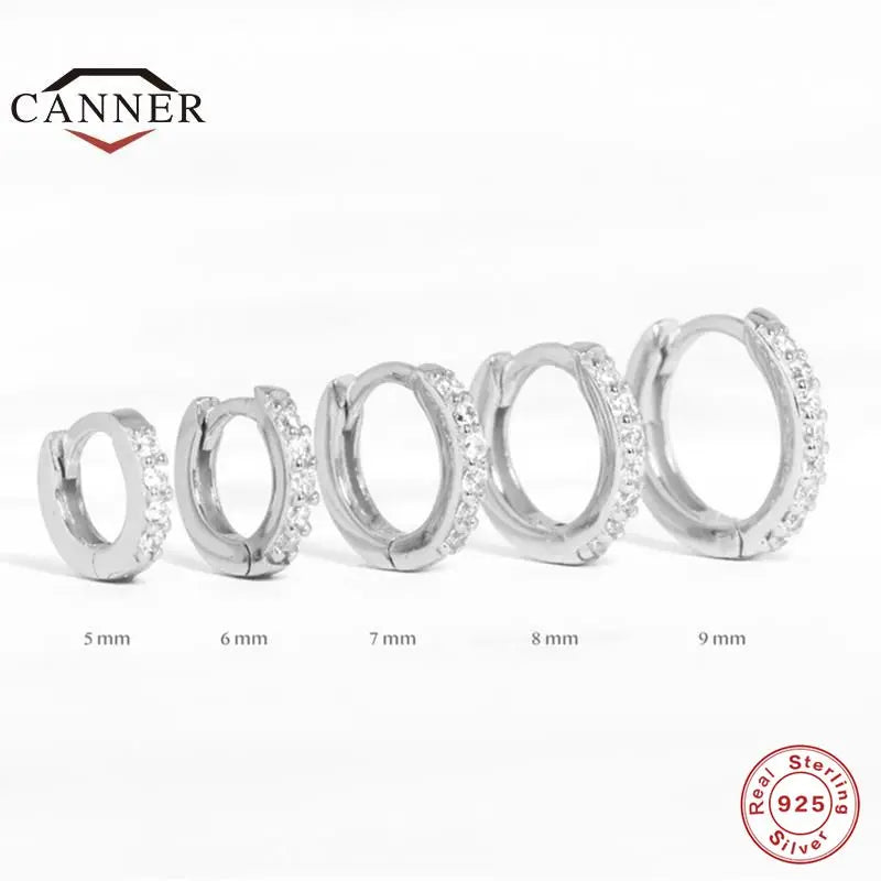 Sterling Silver Ear Hoop Piercing Earrings for Women 6mm 7mm 8mm 9mm Geometric Round Huggie Earings Fine Jewelry