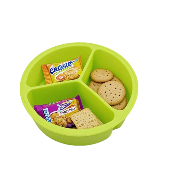 Silicone Divided Plate – Round Non-Slip Food Tray for Kids & Adults”