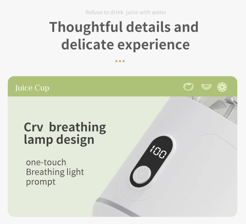 Portable Blender 600ML Electric Juicer Rechargeable 4000mAh USB Fruit Mixer Personal Smoothie Maker Outdoor Fresh Fruit Blender