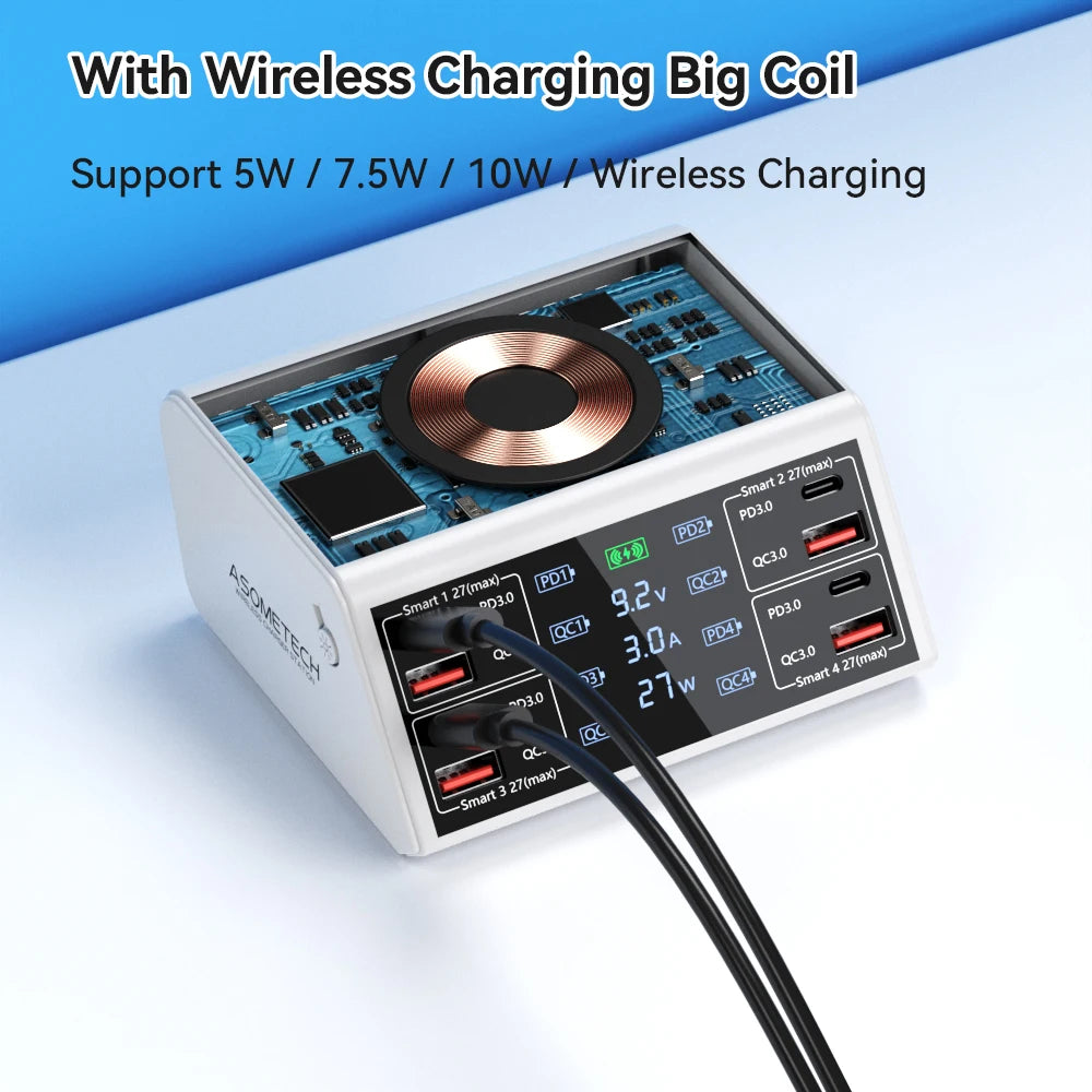 100W QC 3.0 USB Charger Wireless Charger Quick Charge PD USB C Charger Phone Accessories Fast Charger For iPhone 12 13 Xiaomi