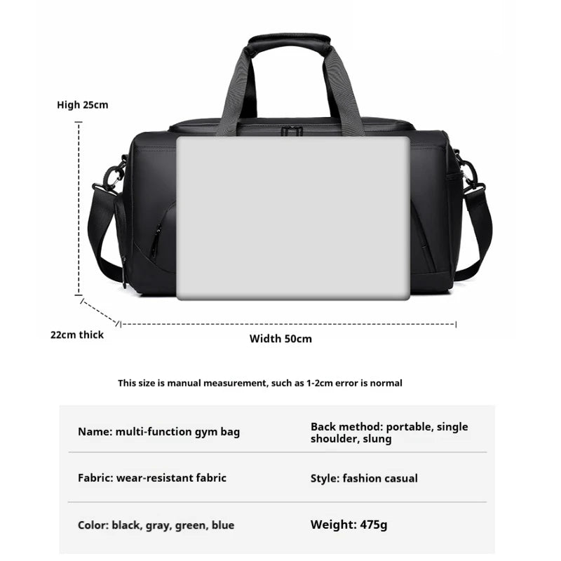 Large Capacity Sports Gym Bag Portable Travel Duffel with Multi-compartment And Shoes Storage Perfect for Vacation And Gym