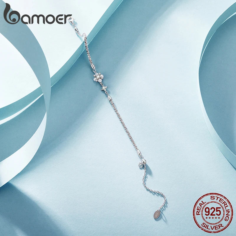 Silver Bracelets Natural Pearl Starlight Bracelet Adjustable Wrist Link Chain with GRA for Women