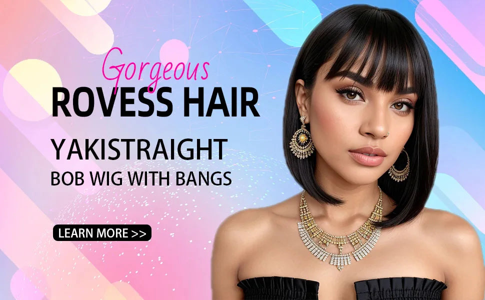 Short Bob Wig With Bangs Straight Human Hair Bob Glueless Wig Human Hair 180% Density Black Color Straight Bang Bob Wig For Women