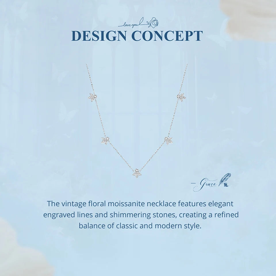 Necklace Lucky Clover 925 Sterling Silver Round Cut Diamond Beads Chain Fashion Collarbone Chain Fine Jewelry