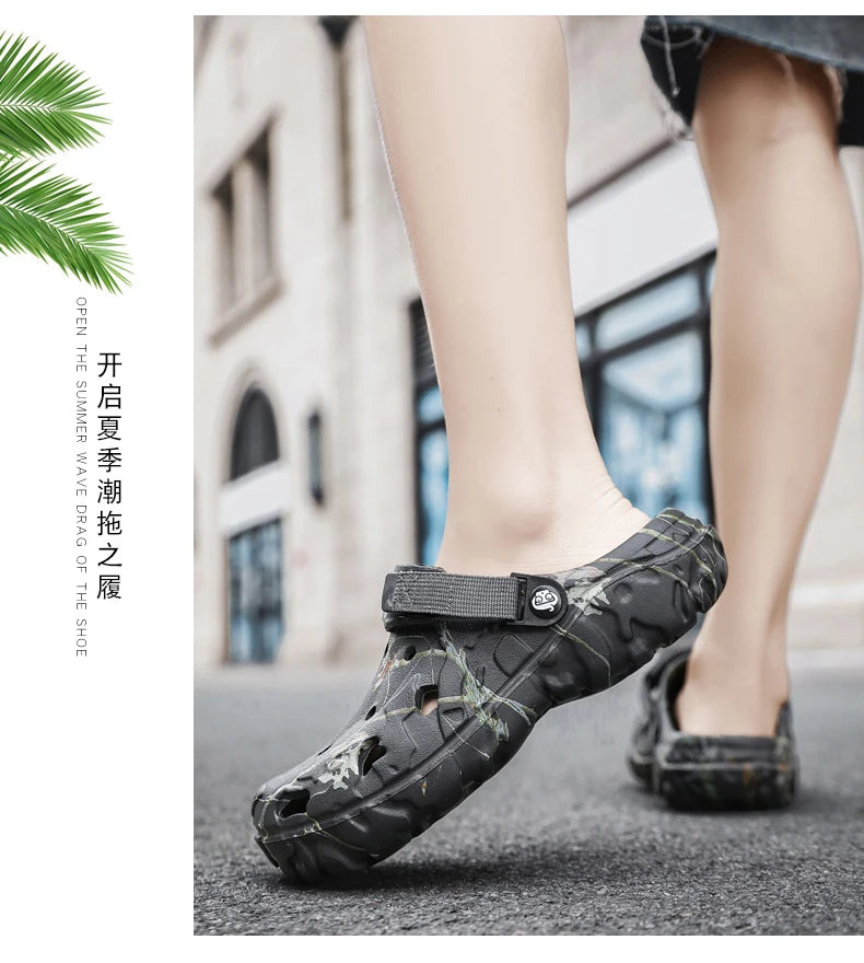 Summer Men Slippers Outdoor Foam Garden Clogs Home Shoes Male hole Shoes Light Water Shoes Comfort Home Soft Slippers
