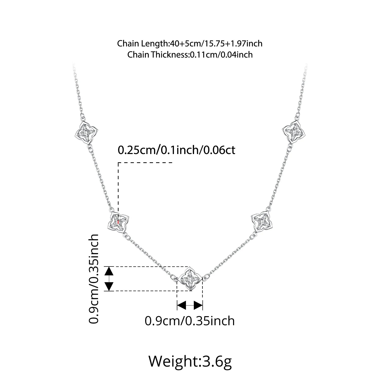 Necklace Lucky Clover 925 Sterling Silver Round Cut Diamond Beads Chain Fashion Collarbone Chain Fine Jewelry
