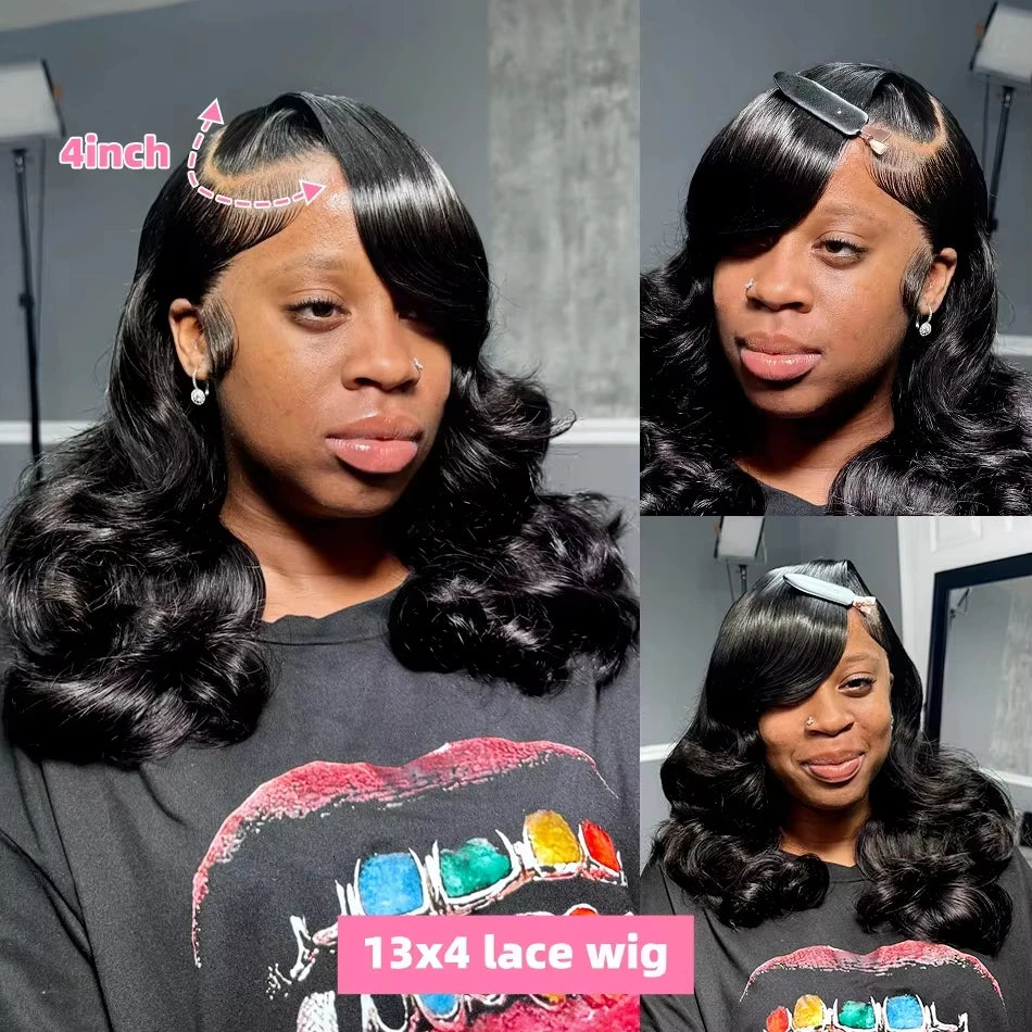13x6 HD Lace Frontal Wigs Short Bob Body Wave Human Hair Wig 200 Density Pre Plucked Brazilian  Human Hair Wig For Women