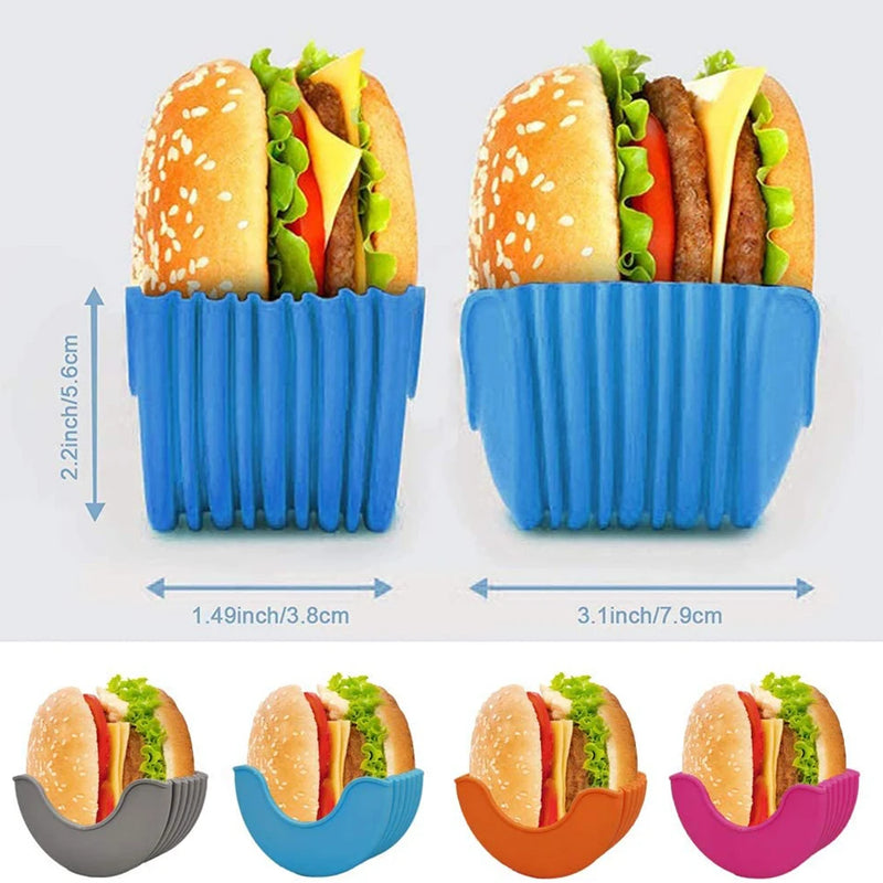 Reusable Burger Holder Silicone Shelf Hamburger Tools Fixed Rack Holder Storage Kitchen Organizer Box Kitchen Accessories