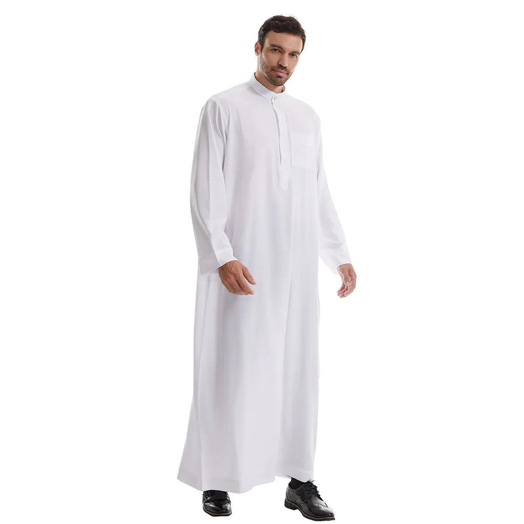 Men’s Muslim Abaya Kaftan Thobe – Long Sleeve Pullover Robe