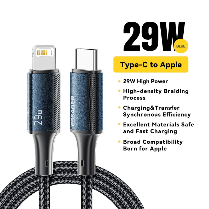 Fast 29W USB-C to USB-C Charging Cable with durable braided design. Supports high-speed data transfer and safe charging for phones, tablets, and more.