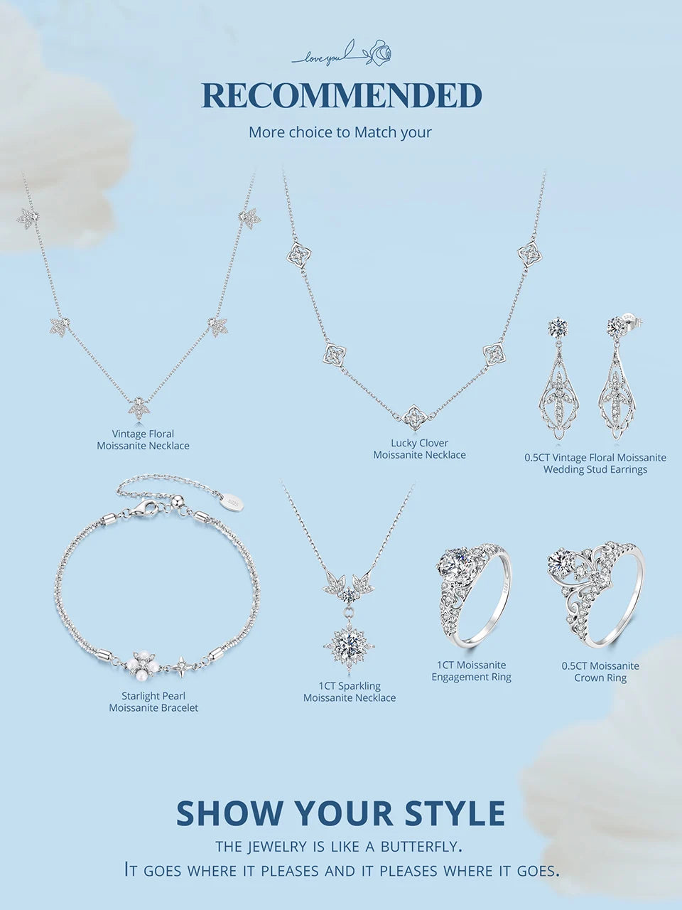Necklace Lucky Clover 925 Sterling Silver Round Cut Diamond Beads Chain Fashion Collarbone Chain Fine Jewelry